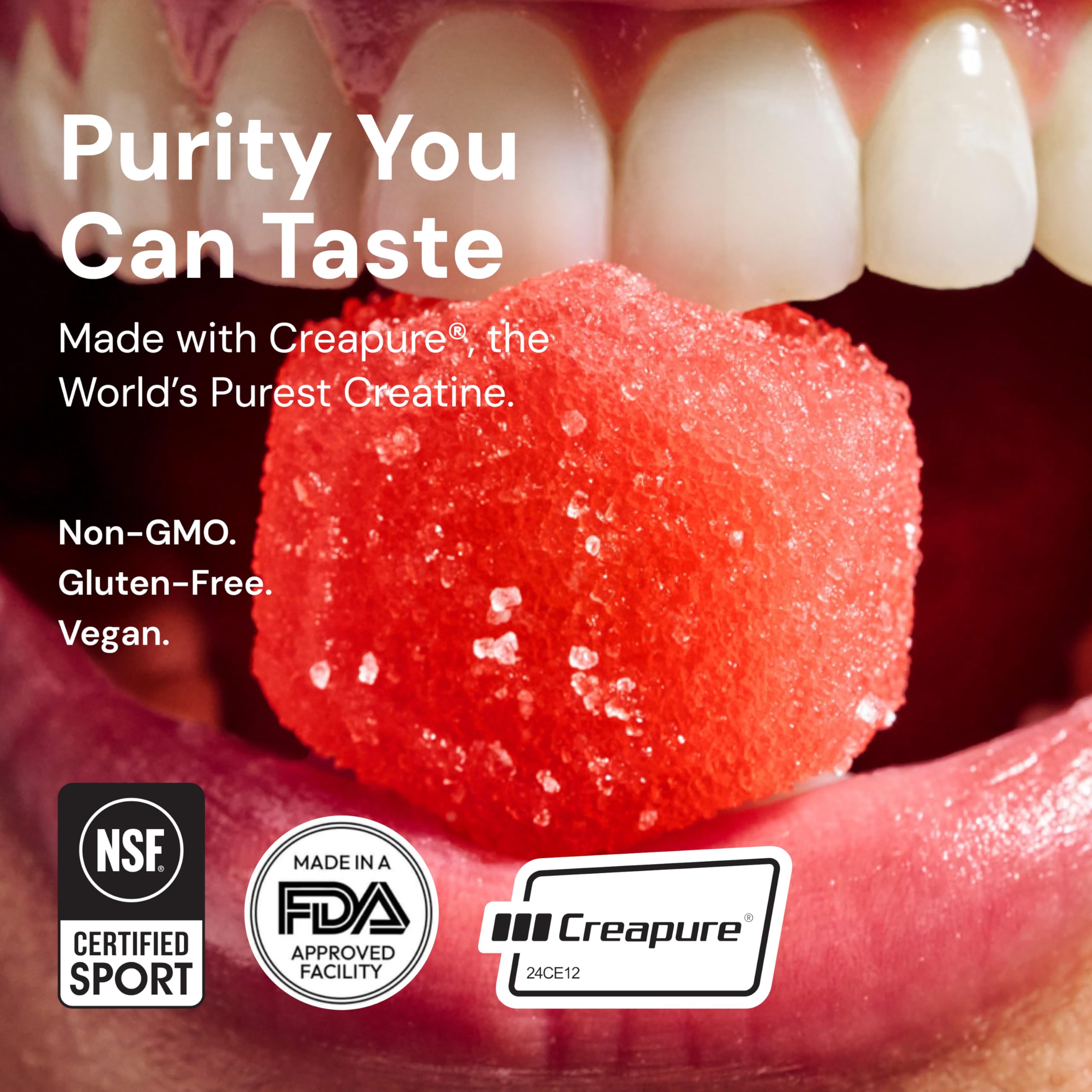 Create Creatine Gummies vegan symbol on pack for plant-based choice