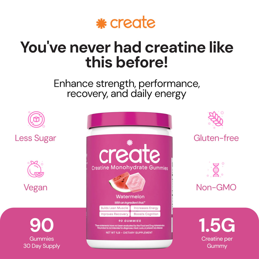 Create Creatine Monohydrate Gummies Watermelon jar pour highlights easy dispensing.