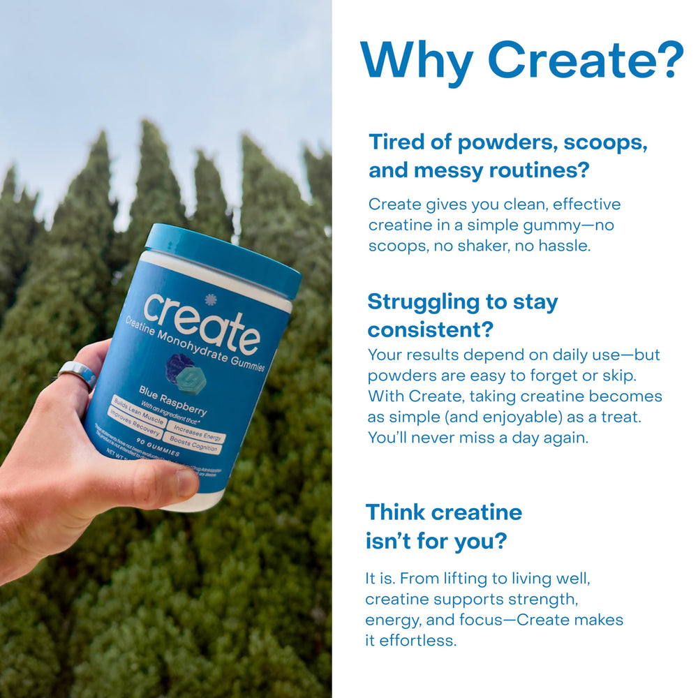Nutrition panel confirms 1.5g creatine per gummy and clean ingredients.