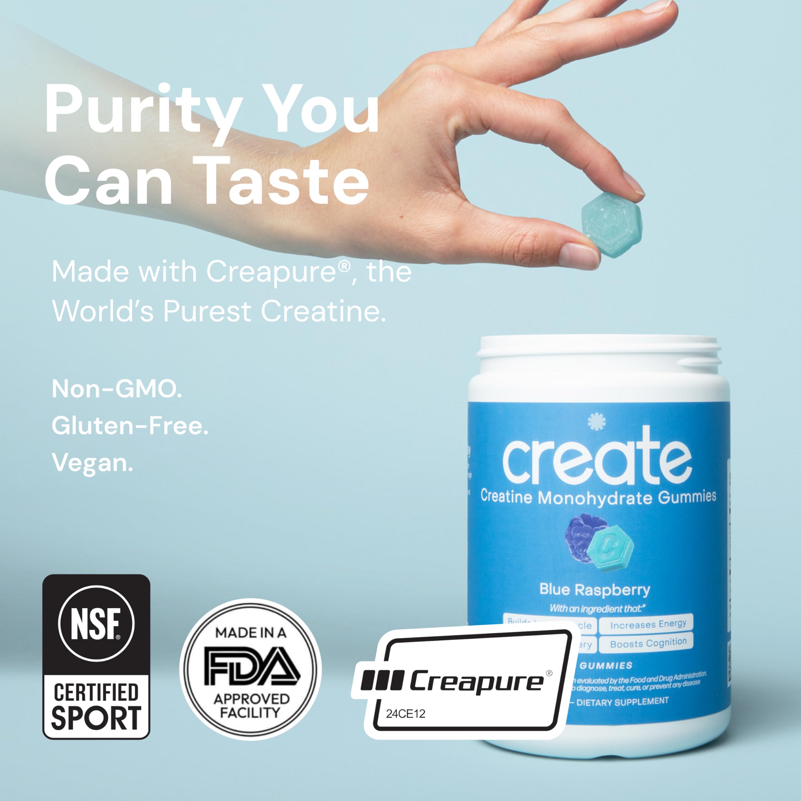 On-the-go use with Create gummies for convenient training day boosts.