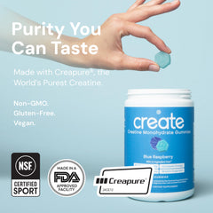 On-the-go use with Create gummies for convenient training day boosts.