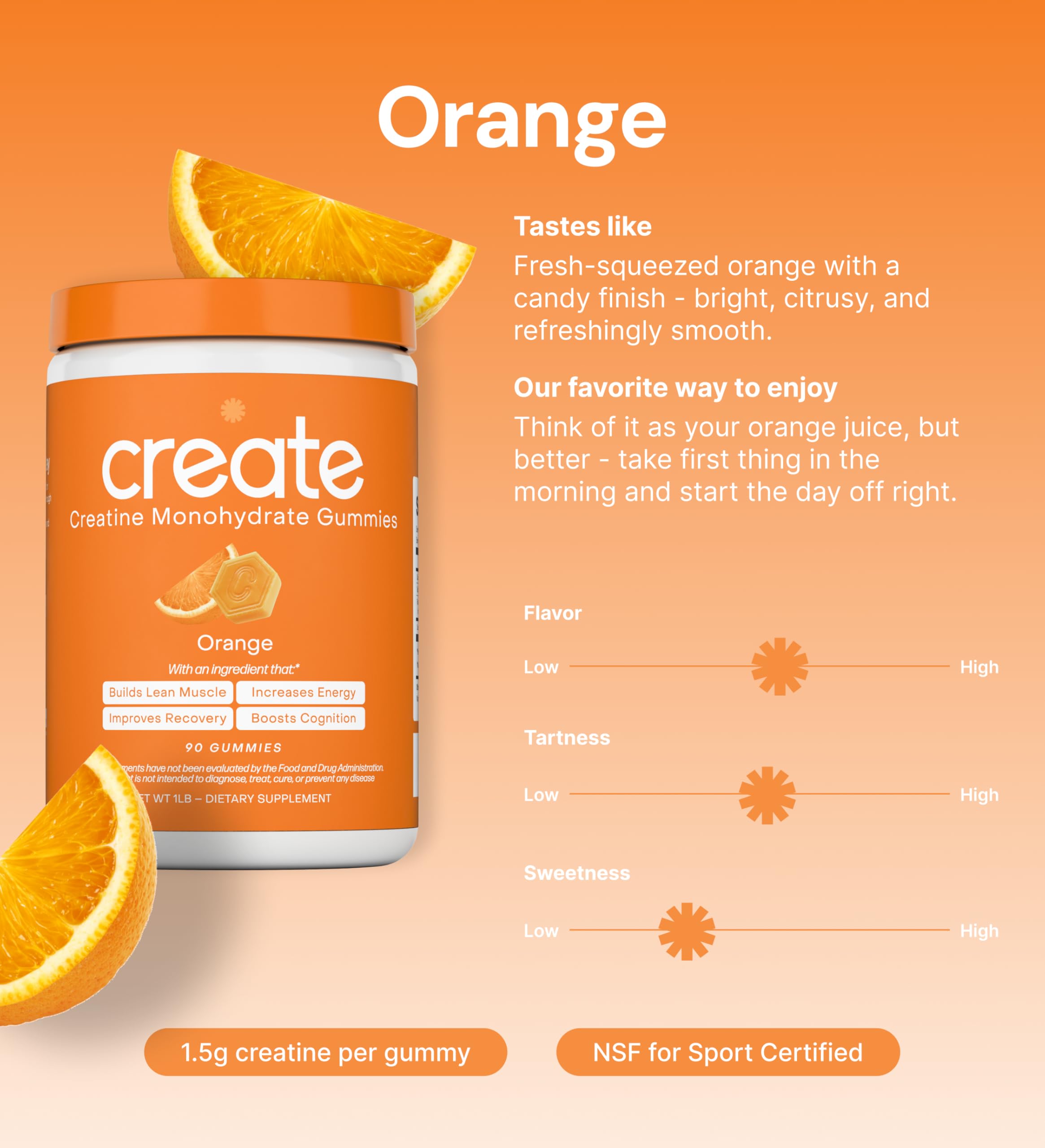 Create Creatine Monohydrate Gummies orange athlete-use scenario during workout
