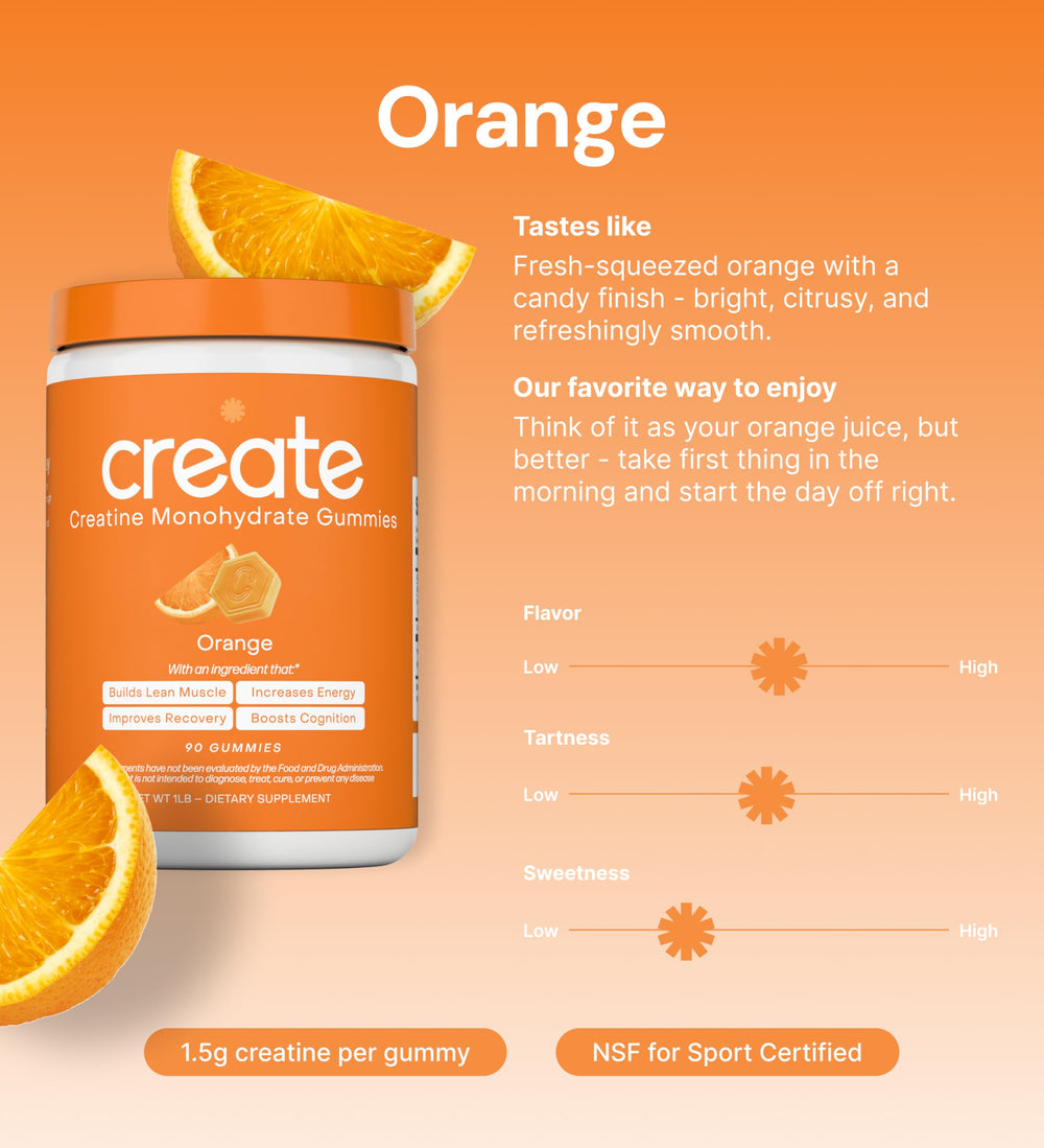 Create Creatine Monohydrate Gummies orange athlete-use scenario during workout