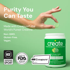 Create gummies label close-up highlighting Creapure Creatine