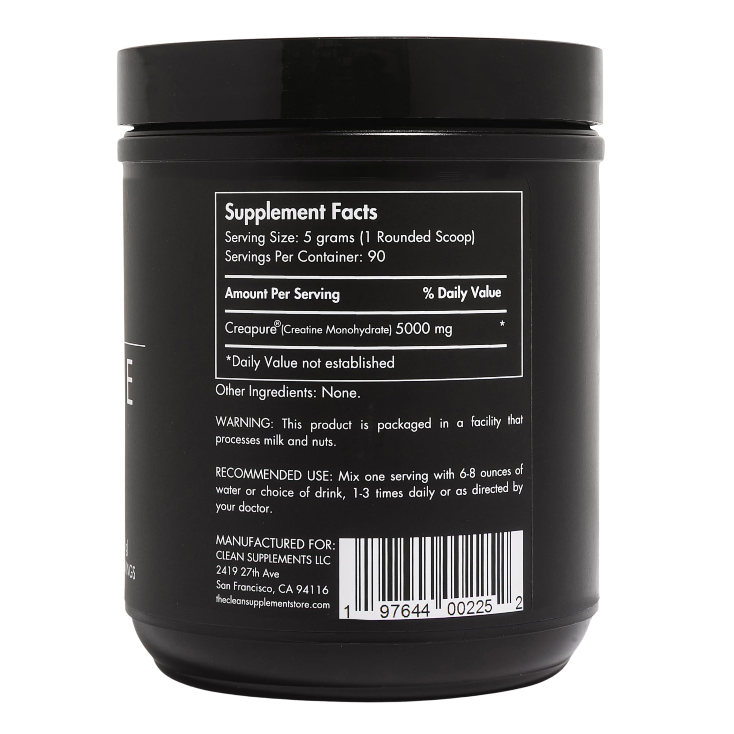 Creapure creatine monohydrate powder 90 servings highlights vegan gluten-free formula.
