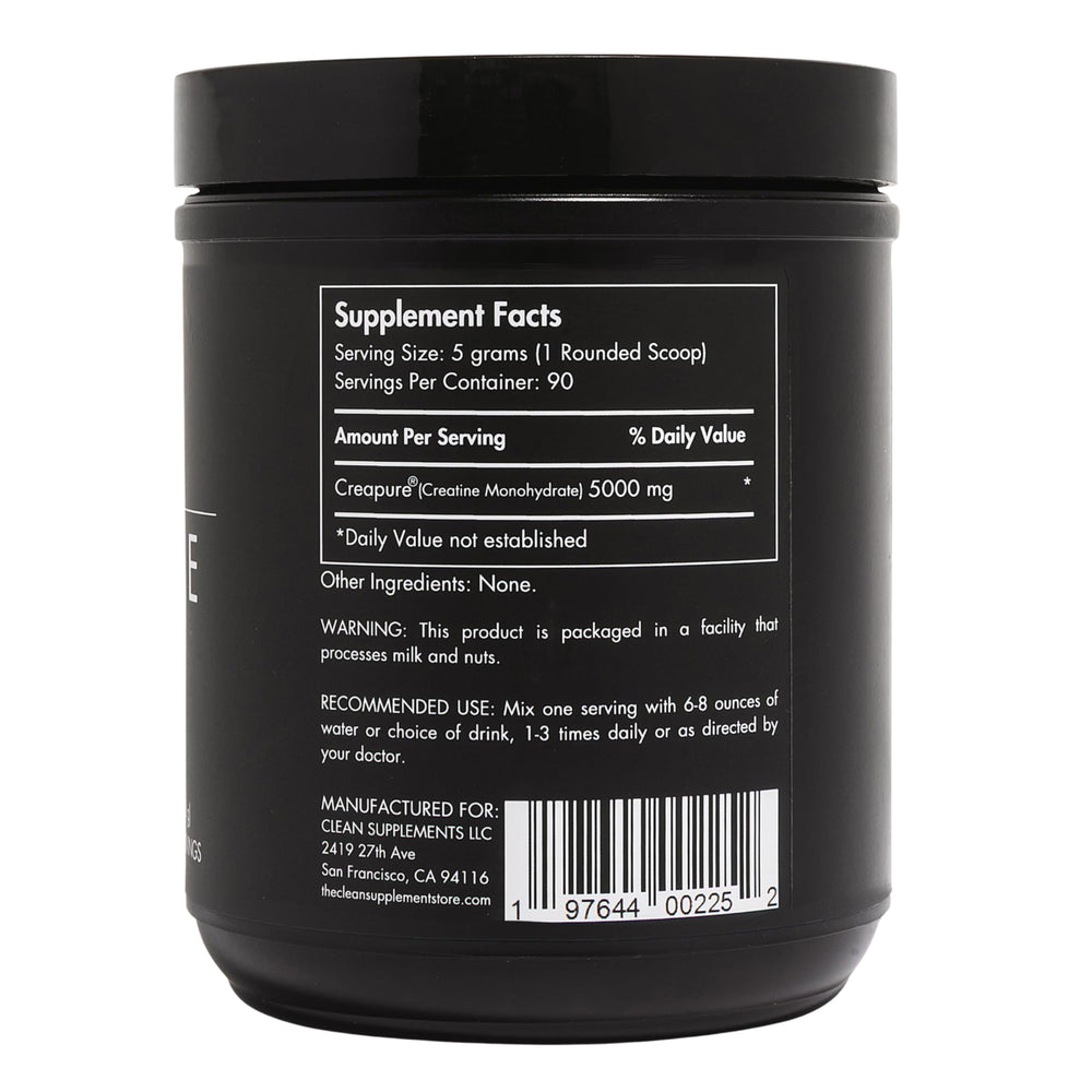 Creapure creatine monohydrate powder 90 servings highlights vegan gluten-free formula.