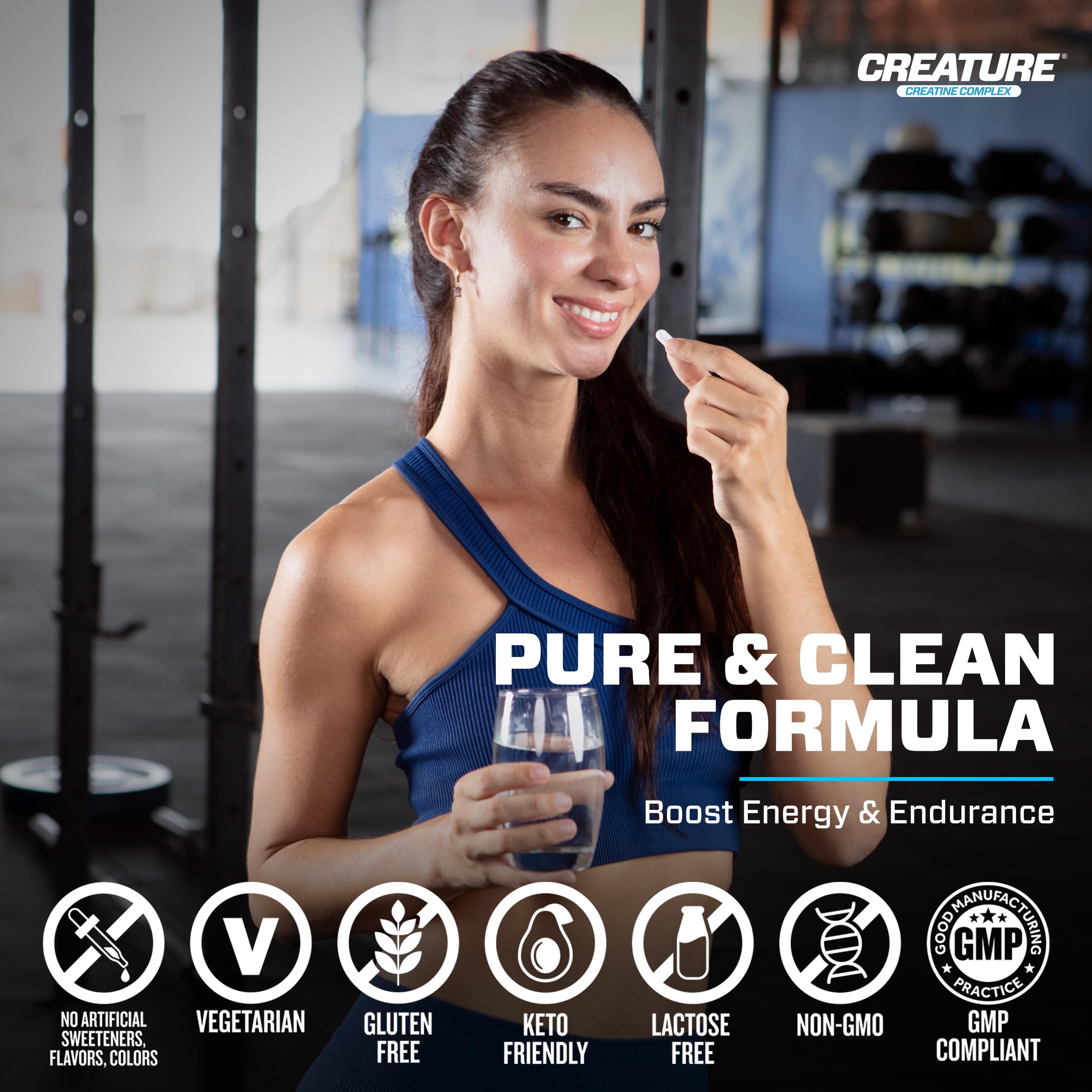 CREATURE Creatine Complex pre-workout setting suggesting potential strength support