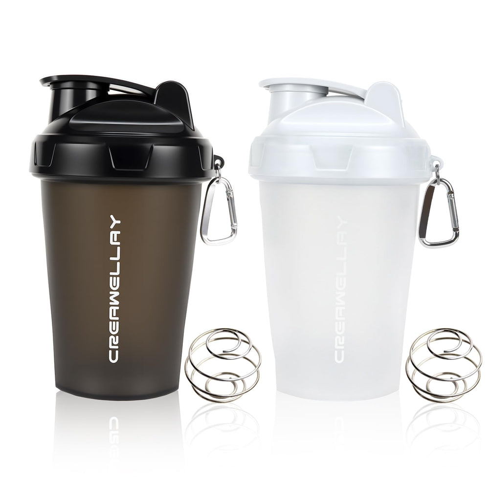 CREAWELLAY 2 pack shaker bottles with handle in front view for on-the-go protein shakes