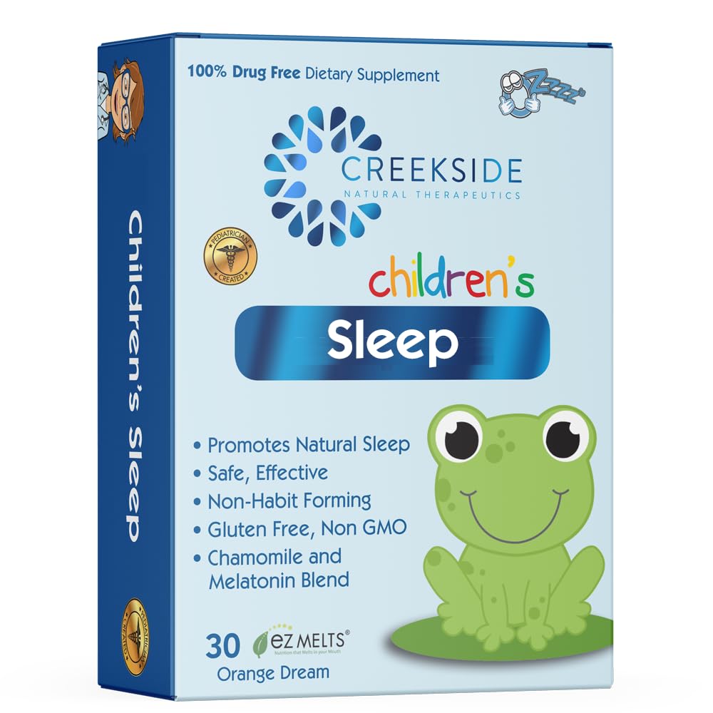 Creekside Naturals Children's Sleep orange dream EZ Melt tablet on tongue for calm bedtime