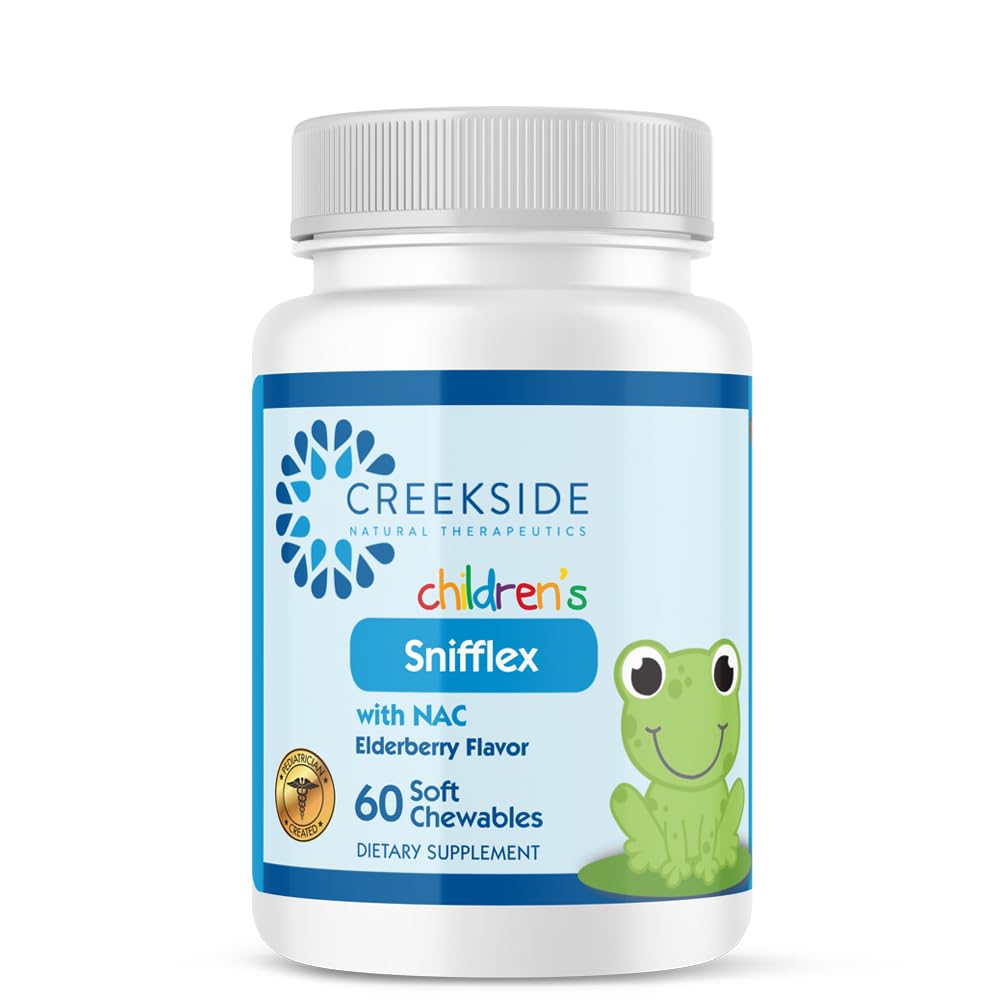 Creekside Naturals Snifflex bottle front showing kid-friendly elderberry support