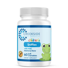 Creekside Naturals Snifflex bottle front showing kid-friendly elderberry support
