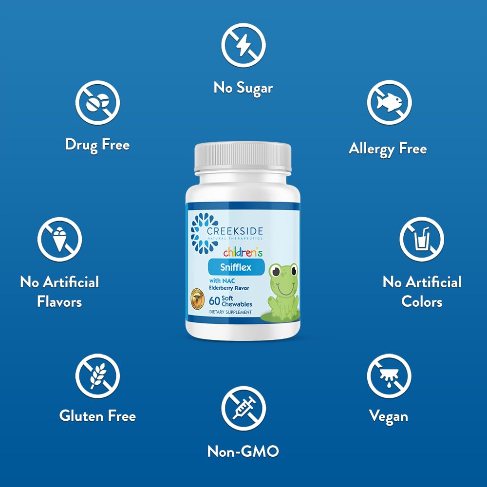Creekside Naturals Snifflex ingredient pack highlighting NAC and quercetin