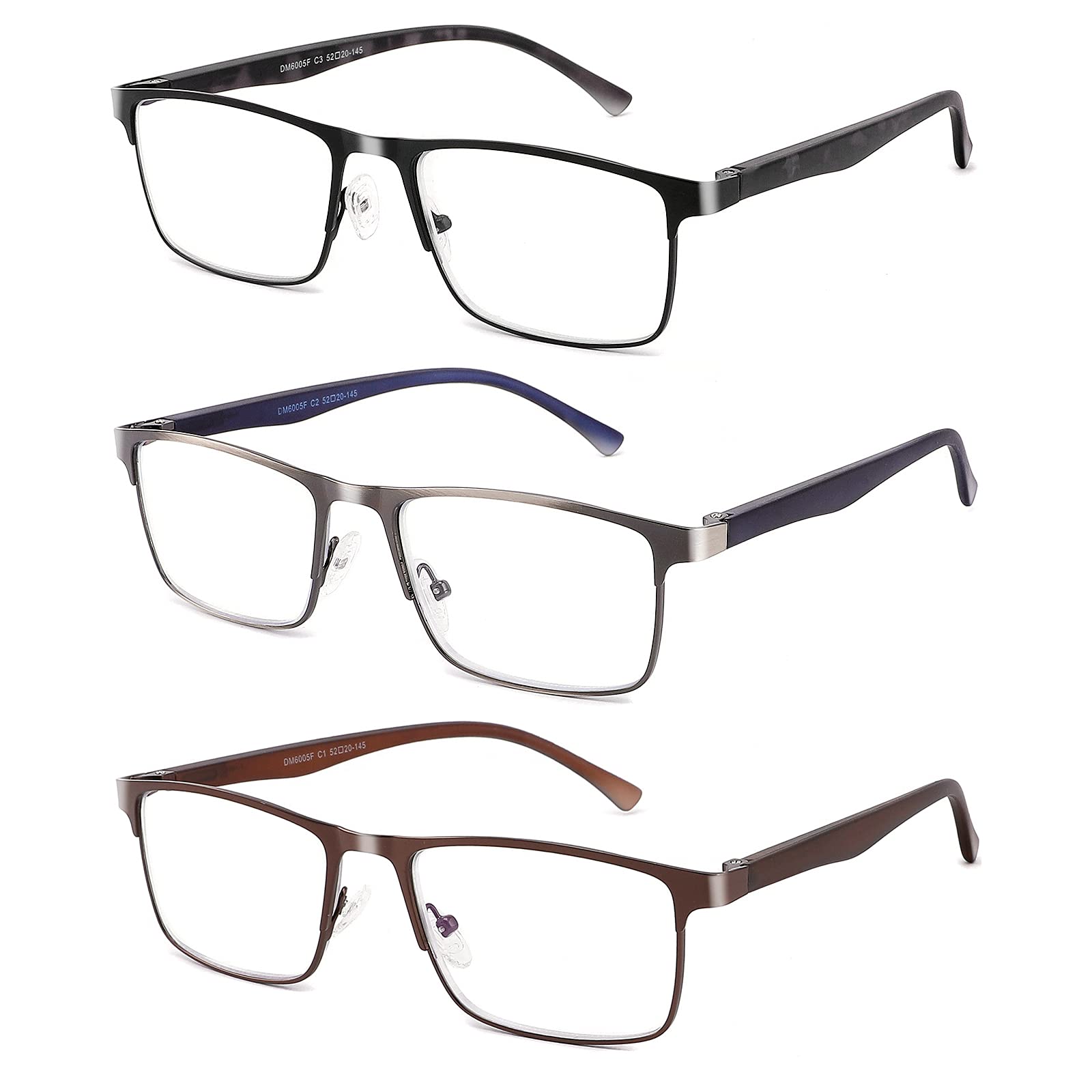 CRGATV full-frame metal reading glasses with silicone nose pads for all-day comfort.