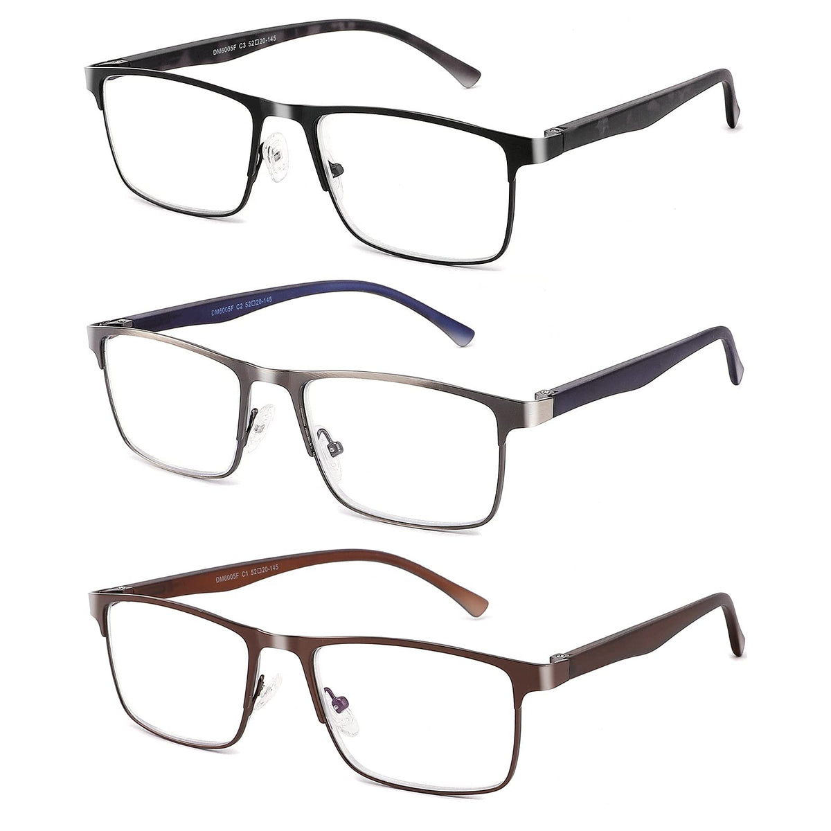 CRGATV full-frame metal reading glasses with silicone nose pads for all-day comfort.