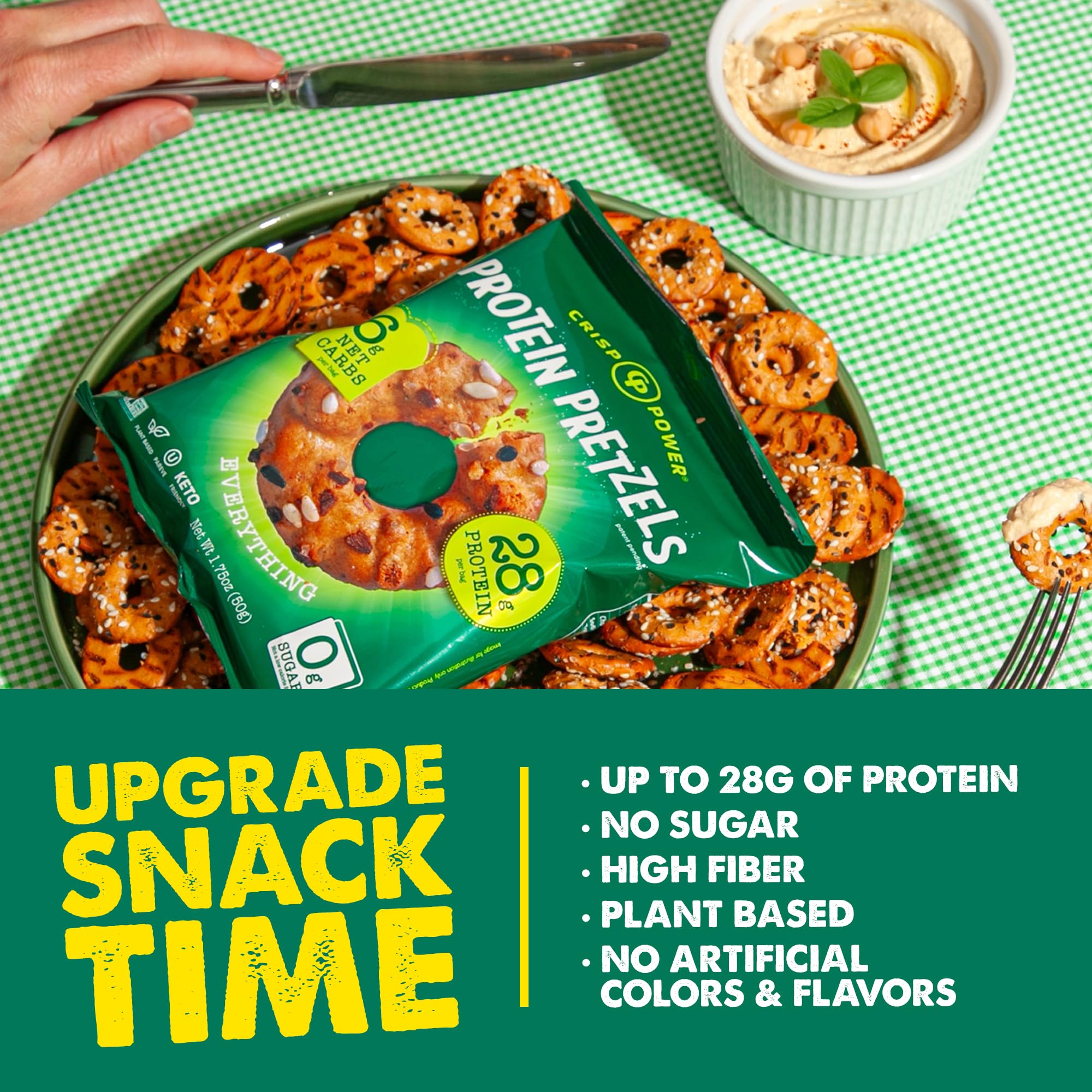 CRISP POWER Protein Pretzels low-carb nutrition chart illustration