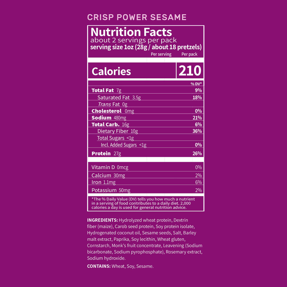 Close-up of CRISP POWER sesame crunch in a pretzel bite
