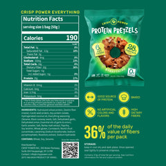 CRISP POWER sea salt pretzels bag, bold crunch with low net carbs.
