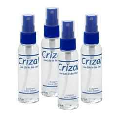 Crizal cleaning spray bottle close-up for streak-free clarity
