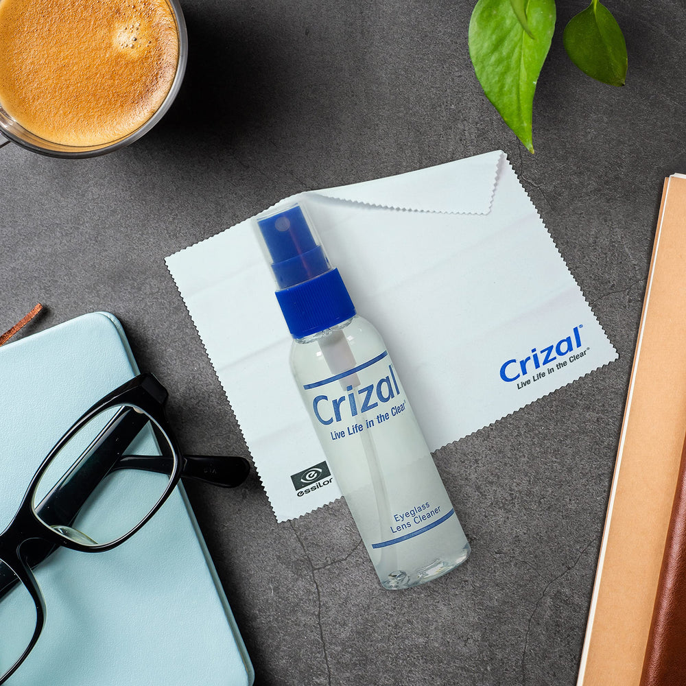 Crizal standard microfiber cloth for dust and oil removal with spray