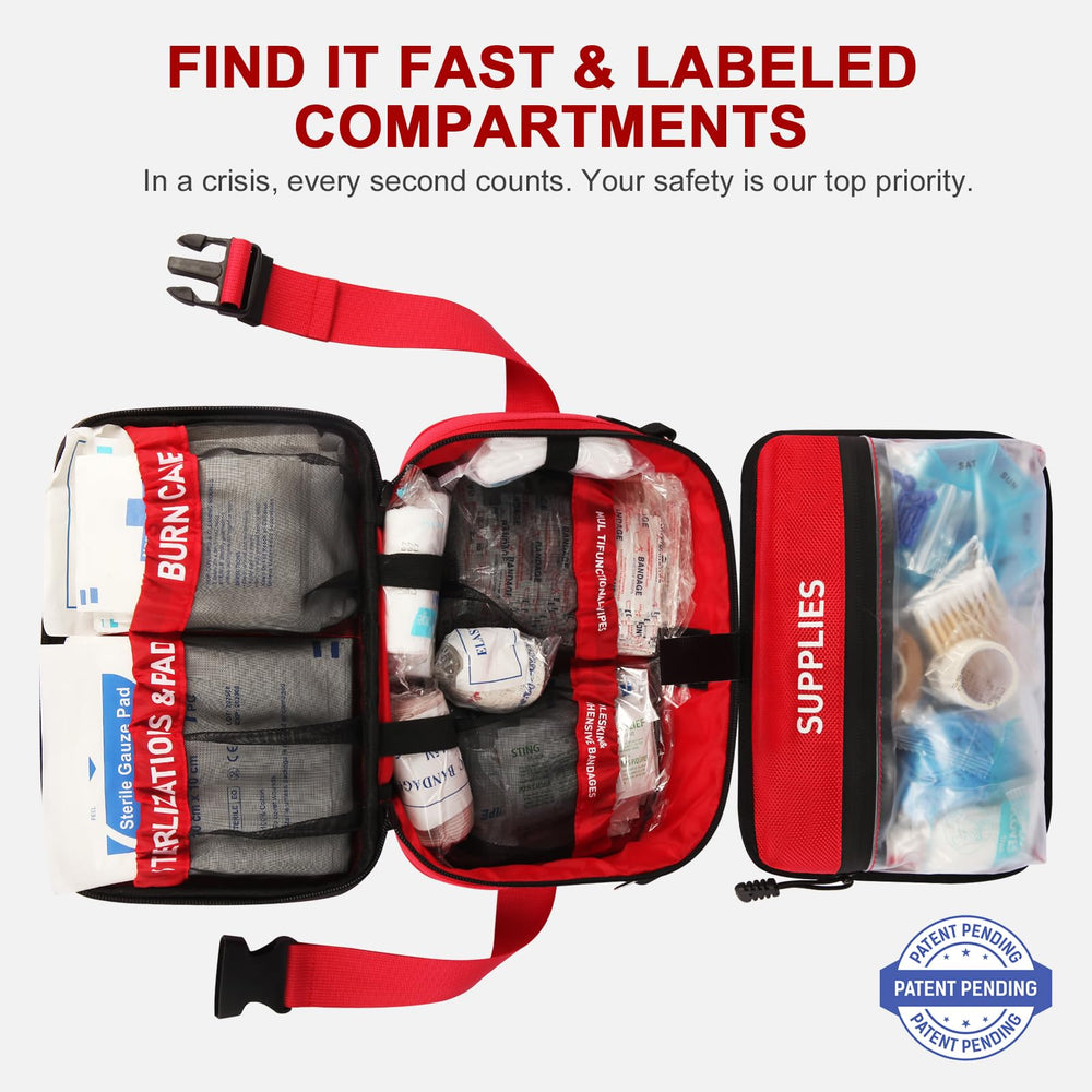 Crmea MOLLE-strap kit attached to a backpack for on-the-go safety.