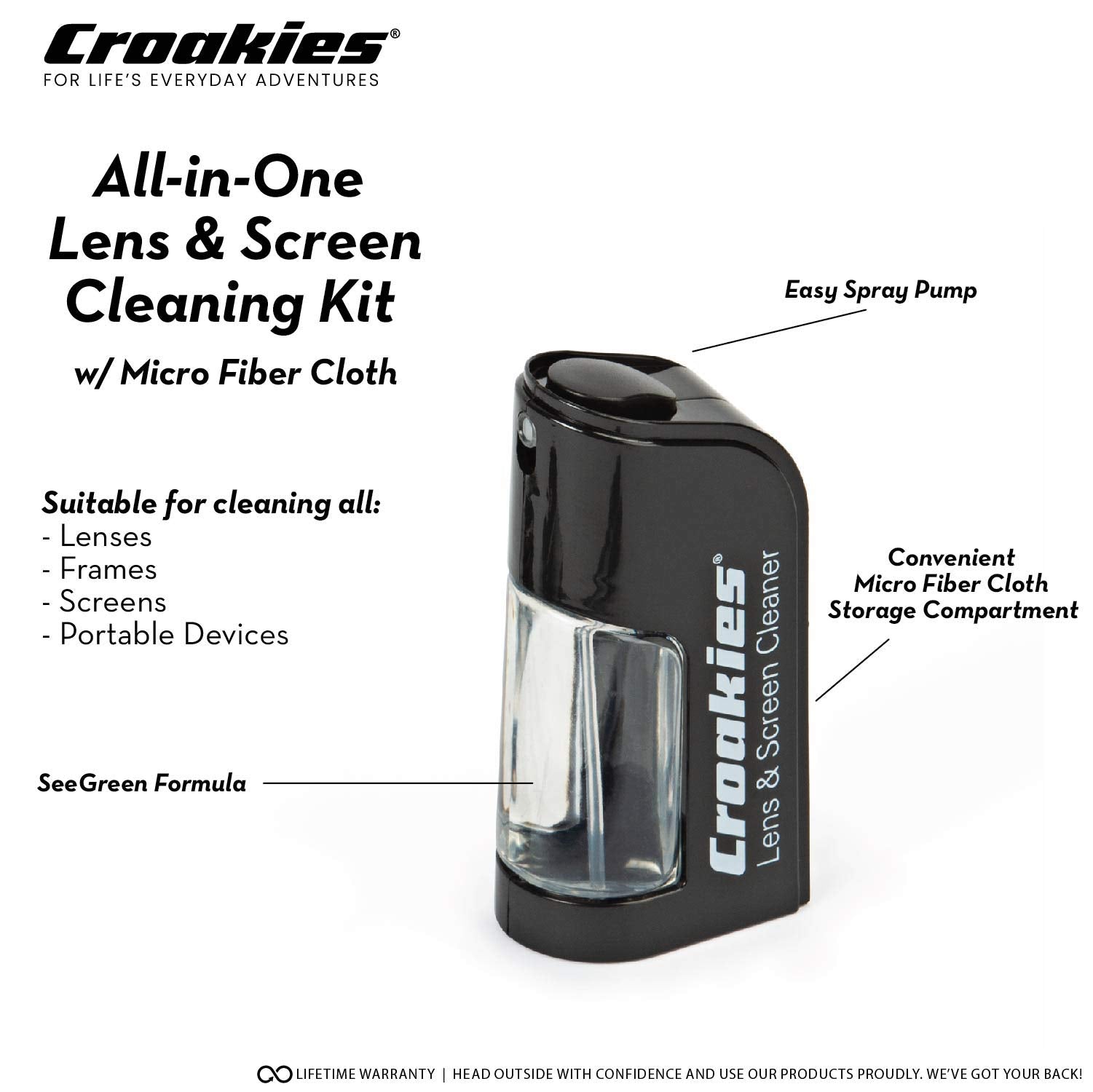 Croakies microfiber cloth for quick-dry, scratch-free lens cleaning
