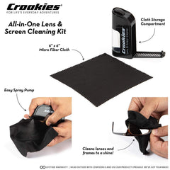 Refillable design storage for Croakies cleaning kit on the go