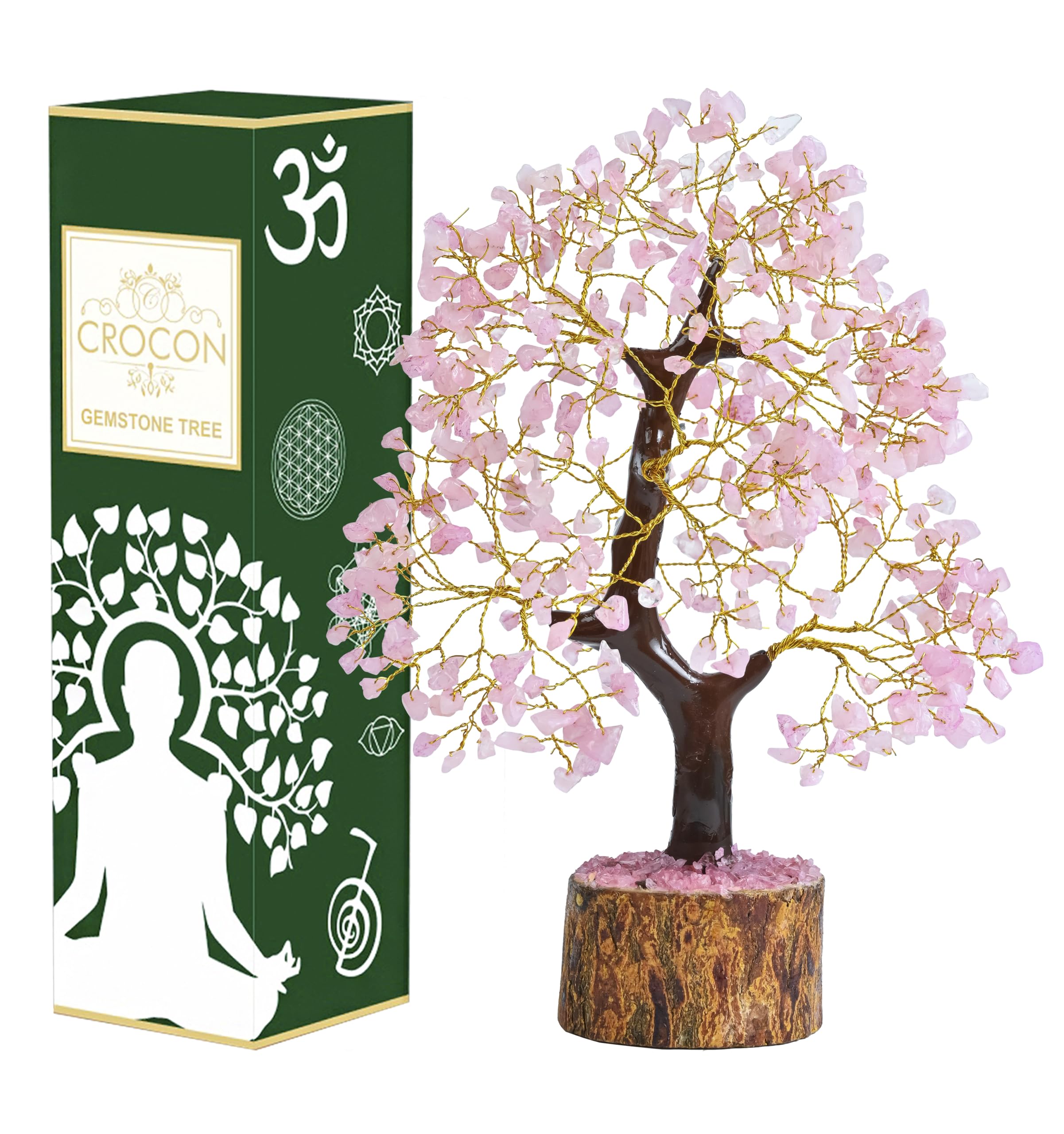 Crocon Rose Quartz Tree Office Decor invites calm focus and warmth.
