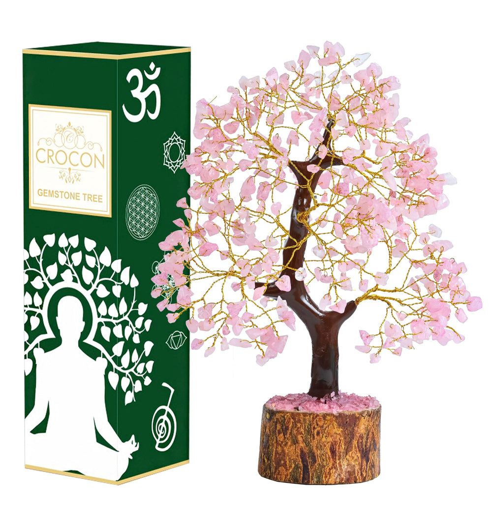 Crocon Rose Quartz Tree Office Decor invites calm focus and warmth.