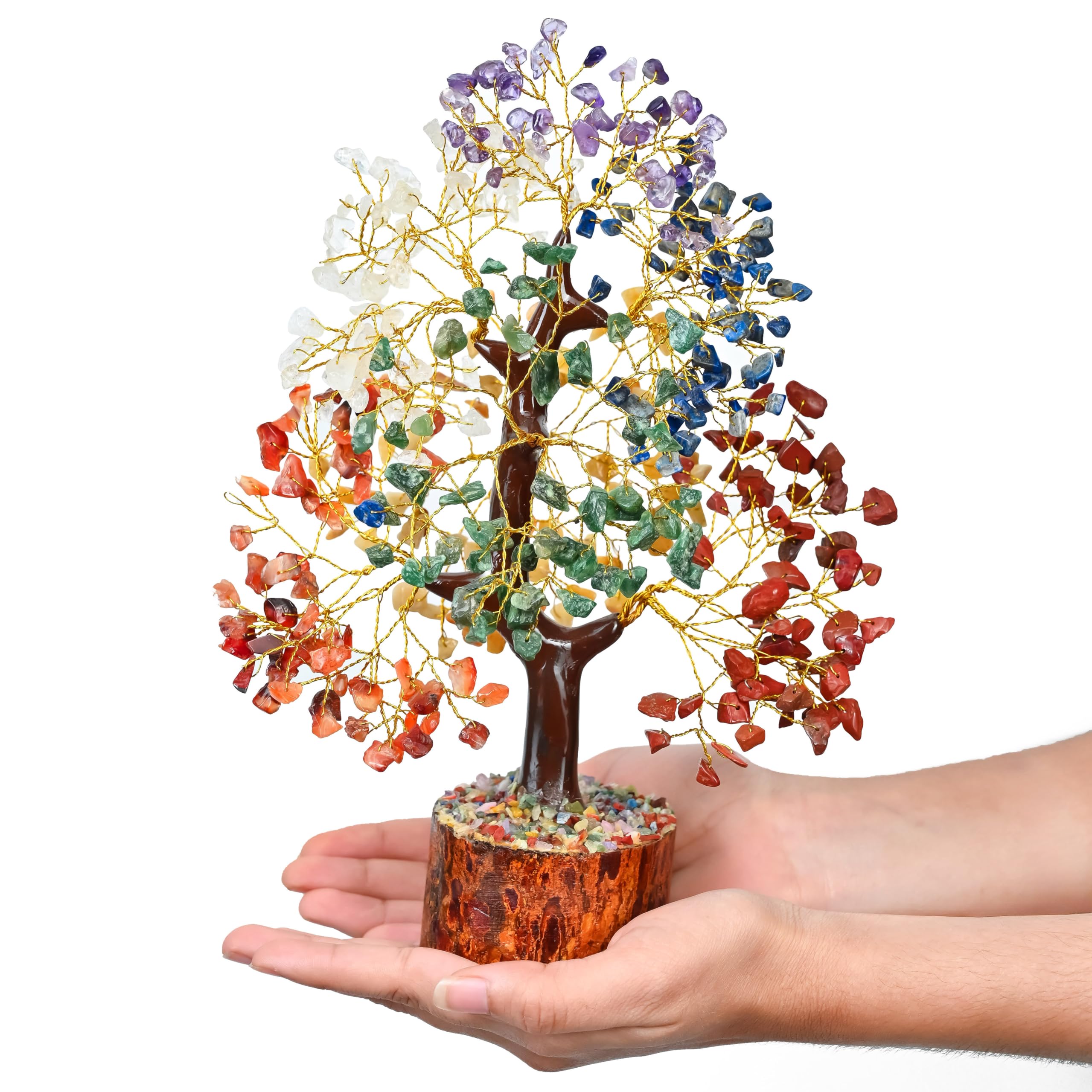 Crocon seven chakra tree crystal showcases vibrant stones for balance at home