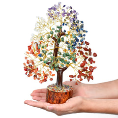Crocon seven chakra tree crystal showcases vibrant stones for balance at home