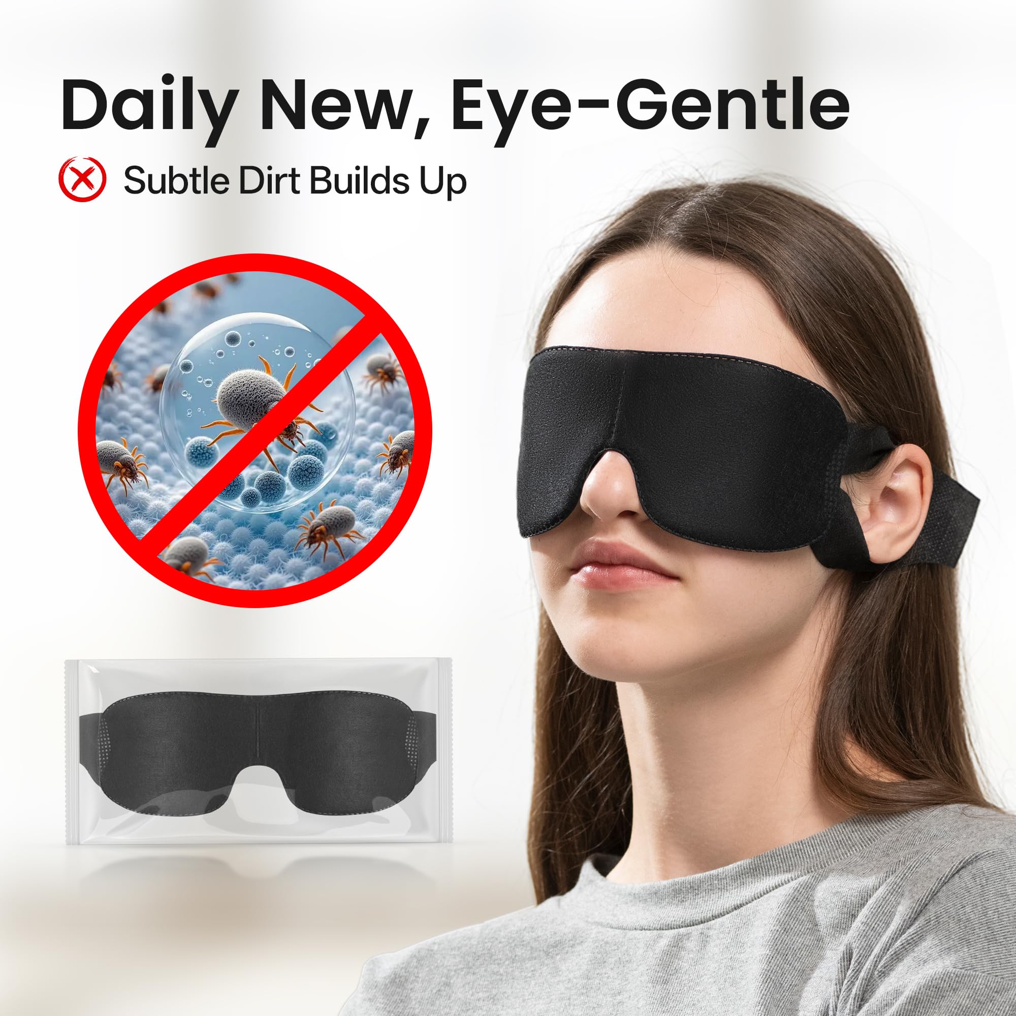 CROUVM sleep mask close-up shows soft-touch fabric for gentle comfort.