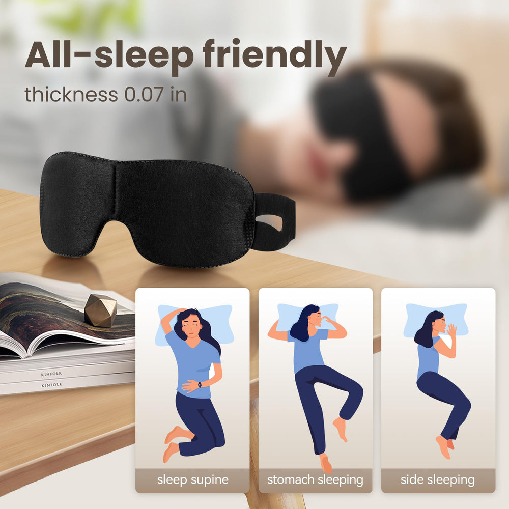 CROUVM travel-friendly sleep mask fits in bags for flights and hotel stays.