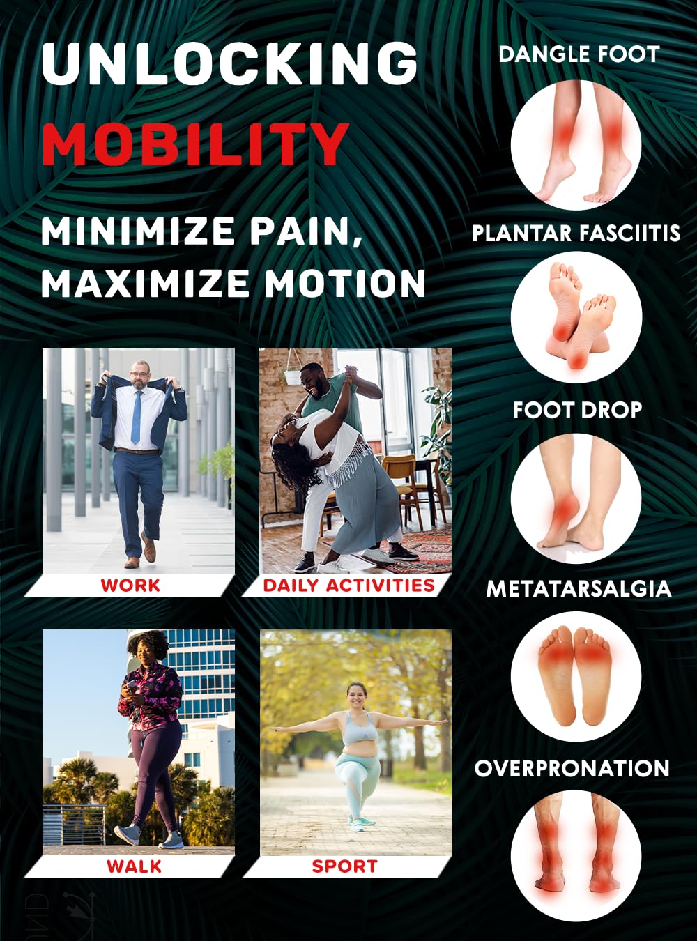 CRUVHEAL integrated heel support helps align the foot during daily tasks
