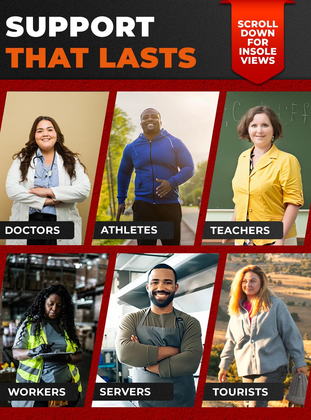 CRUVHEAL size L insoles fit men's and women's boots securely.