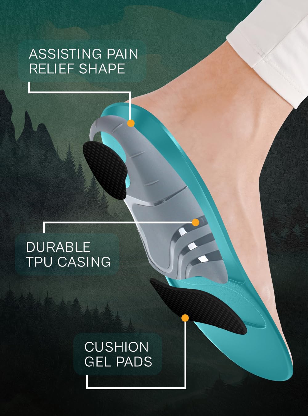 CRUVHEAL boot-insole heel cushion provides stable support for long work shifts.