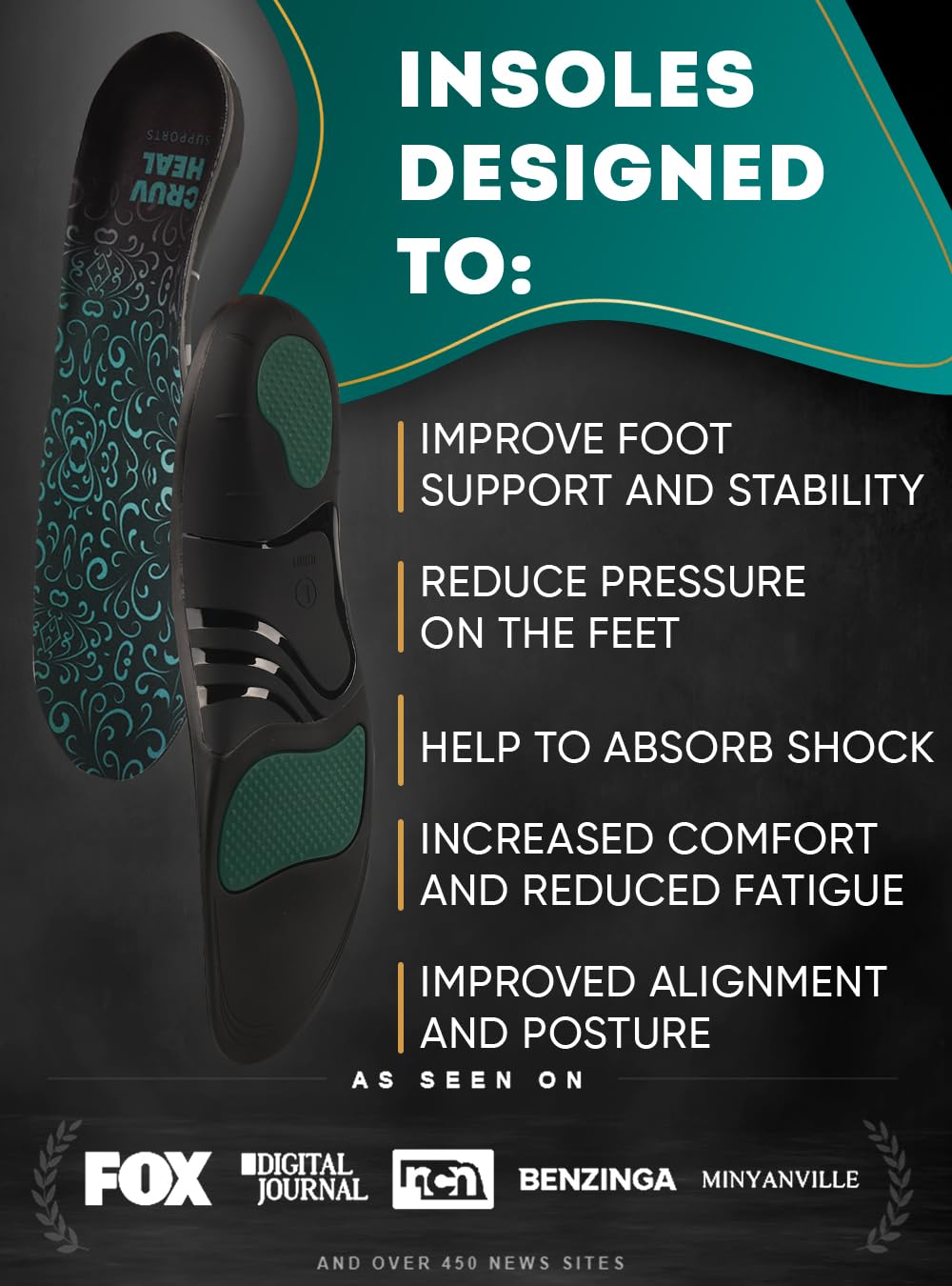 CRUVHEAL Emerald memory foam base provides soft, pressure-relieving comfort.