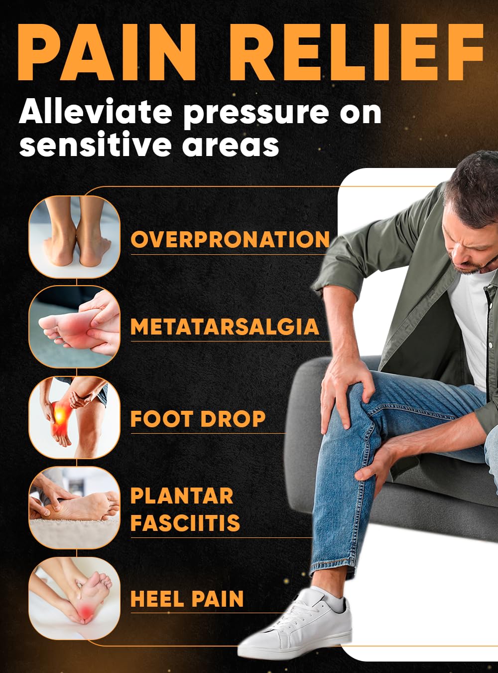 CRUVHEAL high-arch insoles arch-support close-up highlighting stabilizing design.