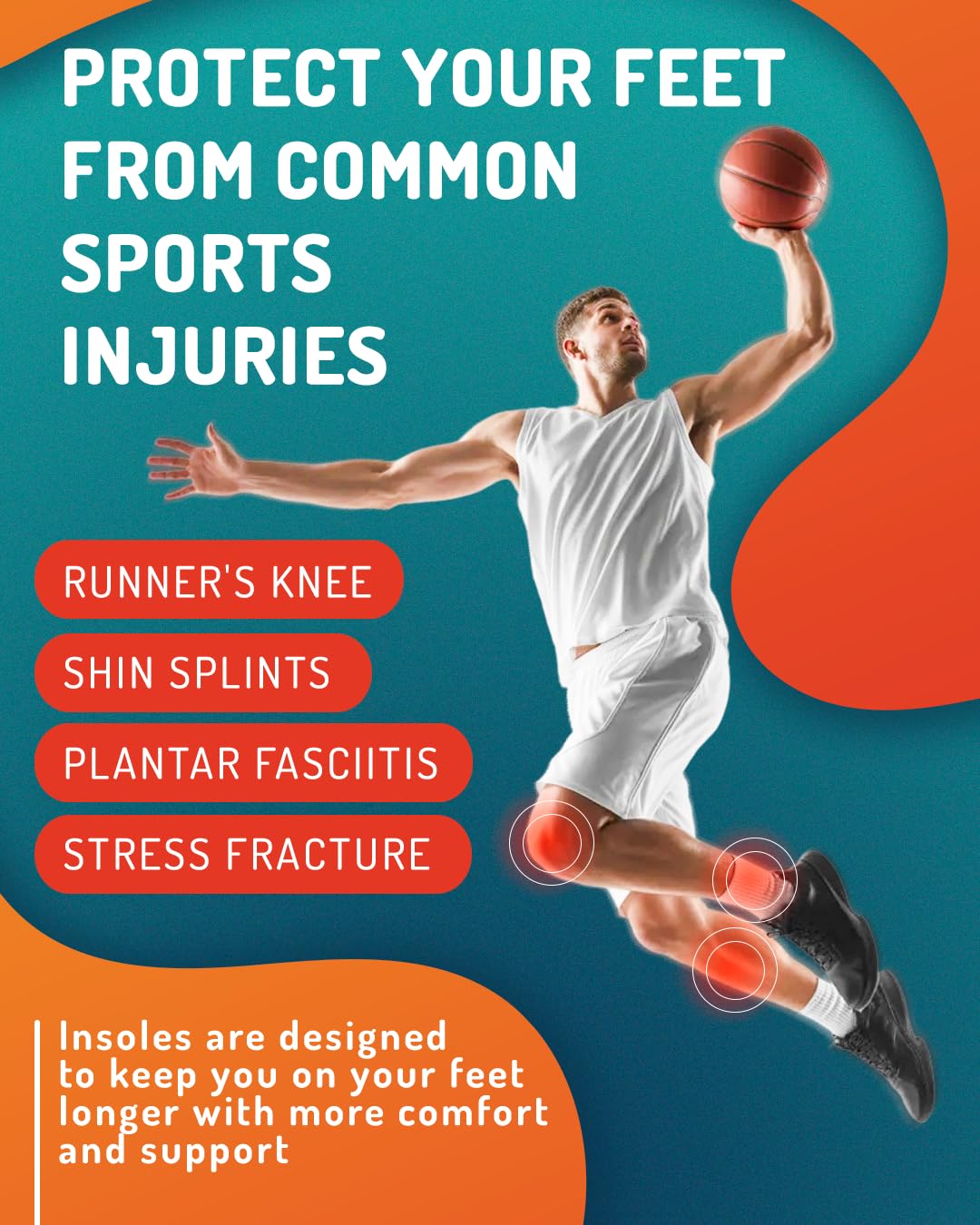 CRUVHEAL insoles with gel pads cushion impact during running