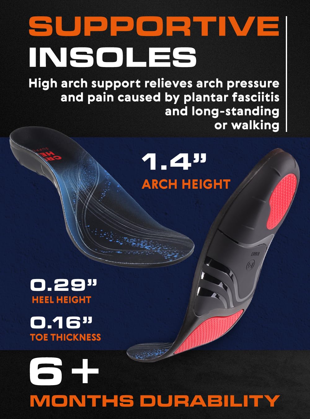 In use in work boots showing stability and back support benefits