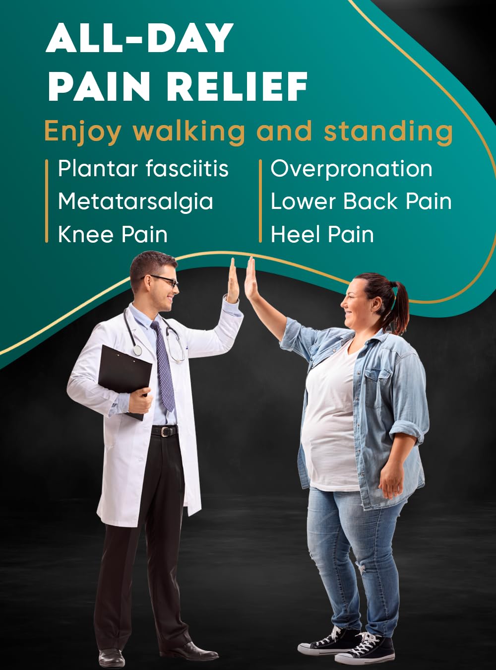 CRUVHEAL memory foam base with shock absorption for cushioned steps.
