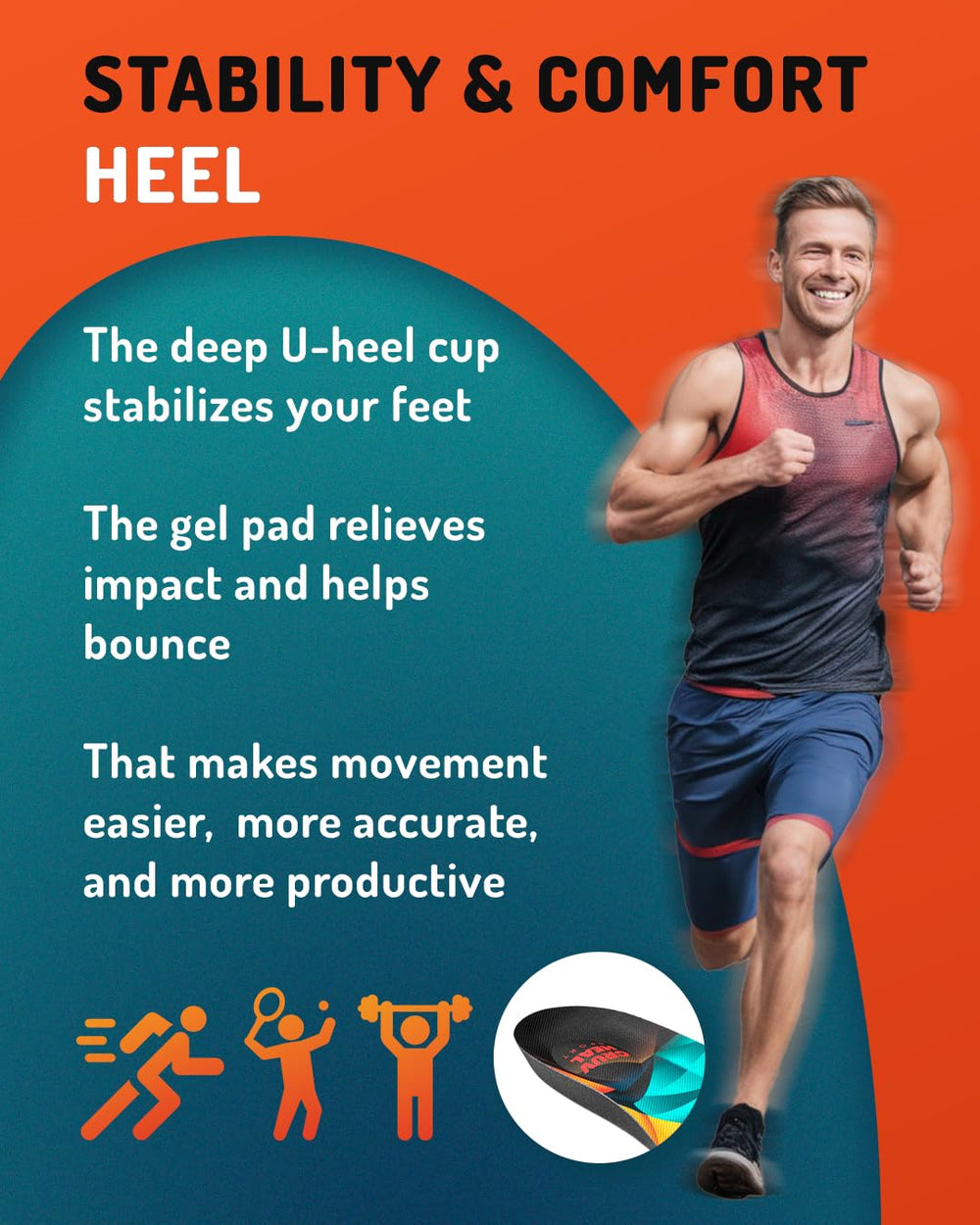 CRUVHEAL neutral arch design supports balanced stance in athletic sneakers.