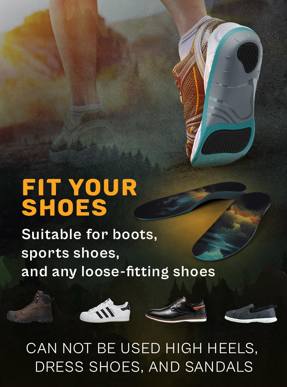 CRUVHEAL stability heel support improves foot alignment and balance.