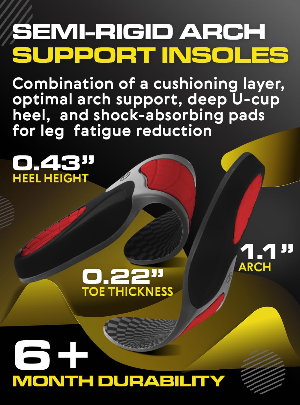 CRUVHEAL insoles fit work boots, casual shoes, sneakers, and dress shoes.