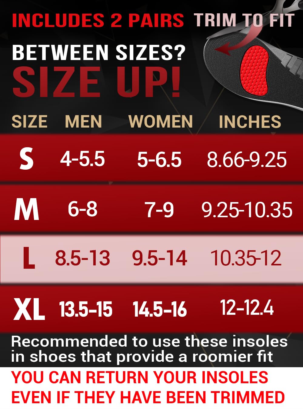 CRUVHEAL Work Pro Comfort Insoles fit work boots and sneakers for versatile use