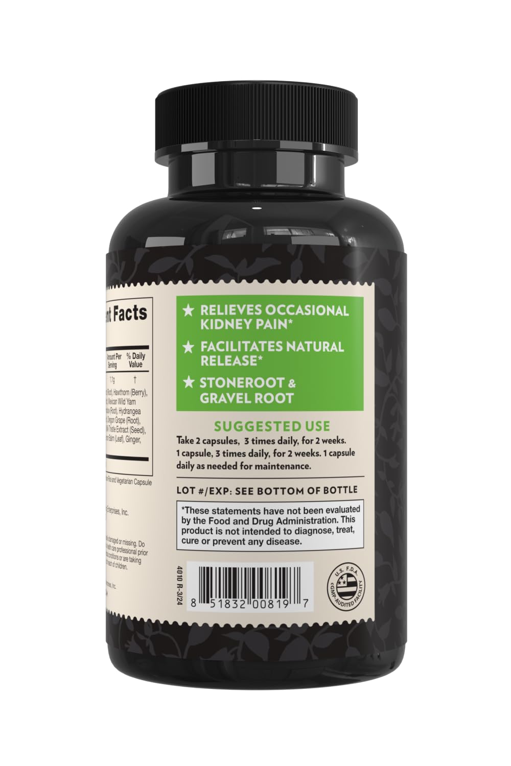 Crystal Star Kidney Care herbal ingredients highlighting stone root and gravel root blends.