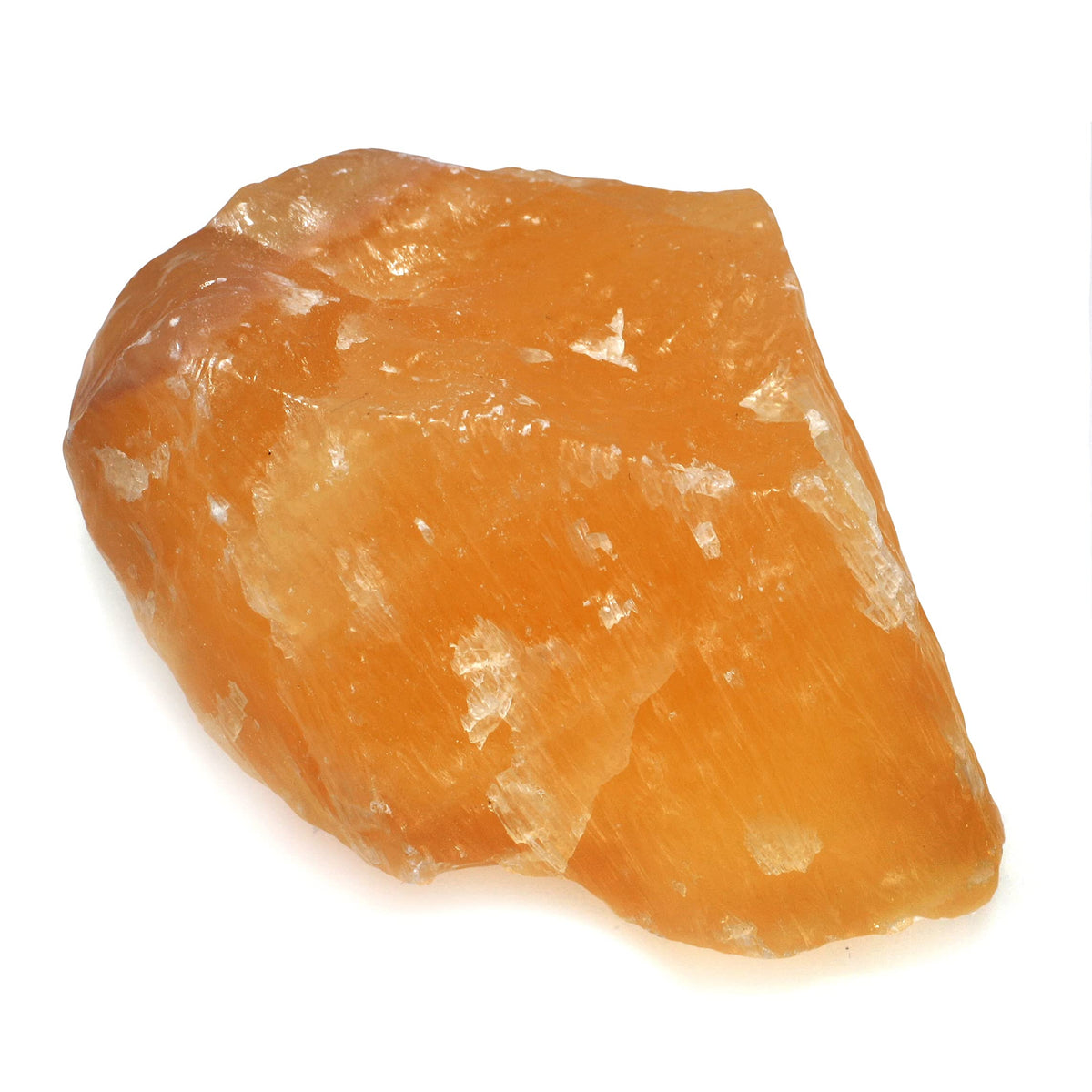 CrystalAge Orange Calcite Healing Crystal close-up texture highlighting warm tones for positive energy in space.
