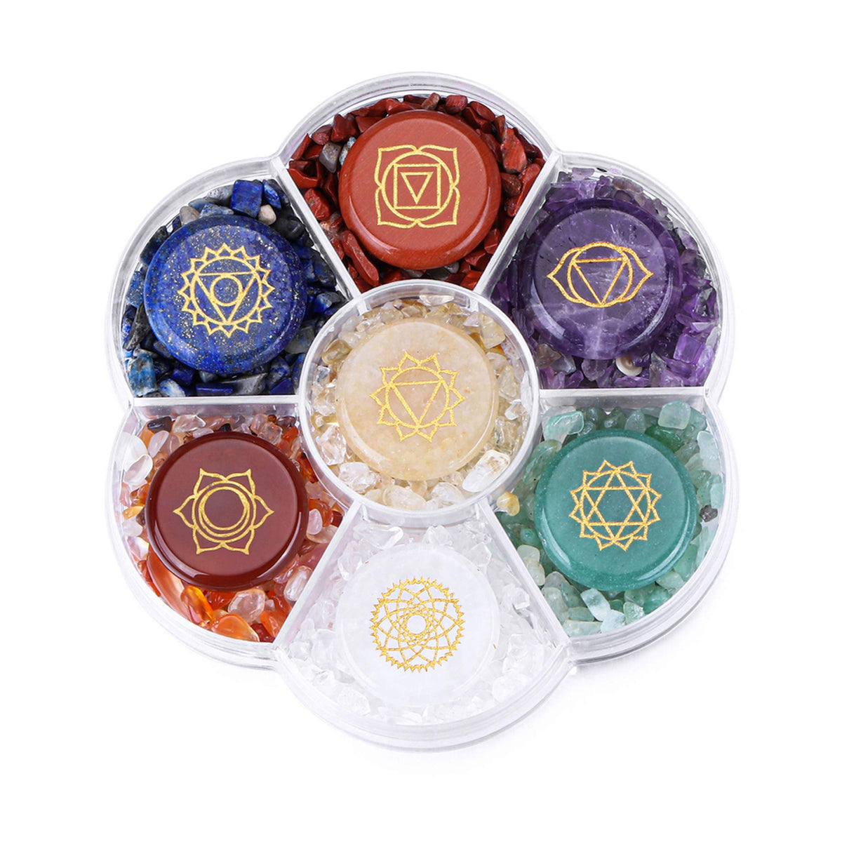 CrystalTears 7 chakra stones set for meditation and energy balance