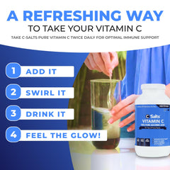 Dissolving C-Salts powder in water for a grit-free vitamin C drink.