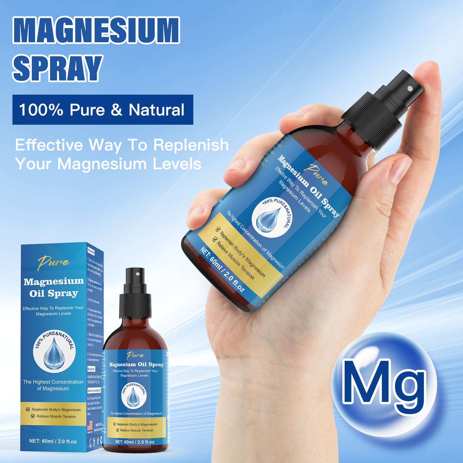 CtoCone 2oz magnesium oil spray, compact travel companion.
