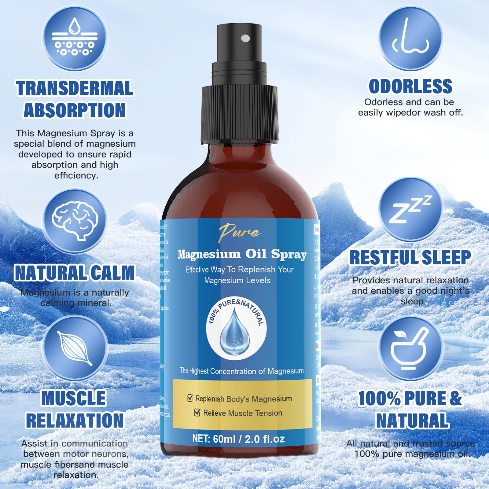 CtoCone magnesium chloride brine spray for quick skin absorption.